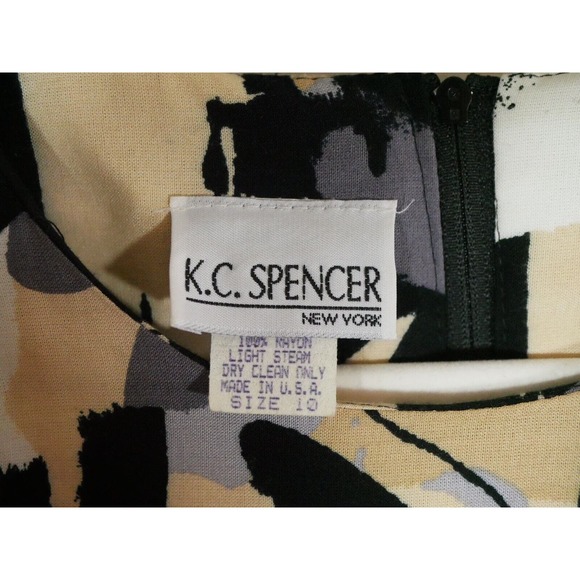 VTG K.C. Spencer Abstract Geometric Dress Short Sleeve Tunic Multicolored sz 10 - Picture 6 of 10